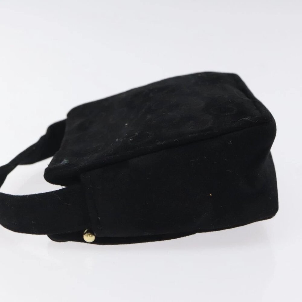 Celine C Macadam Canvas Hand Bag Suede Black Gold… - image 6